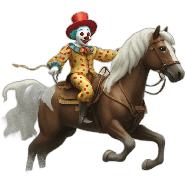 clown riding a horse over the sea emoji