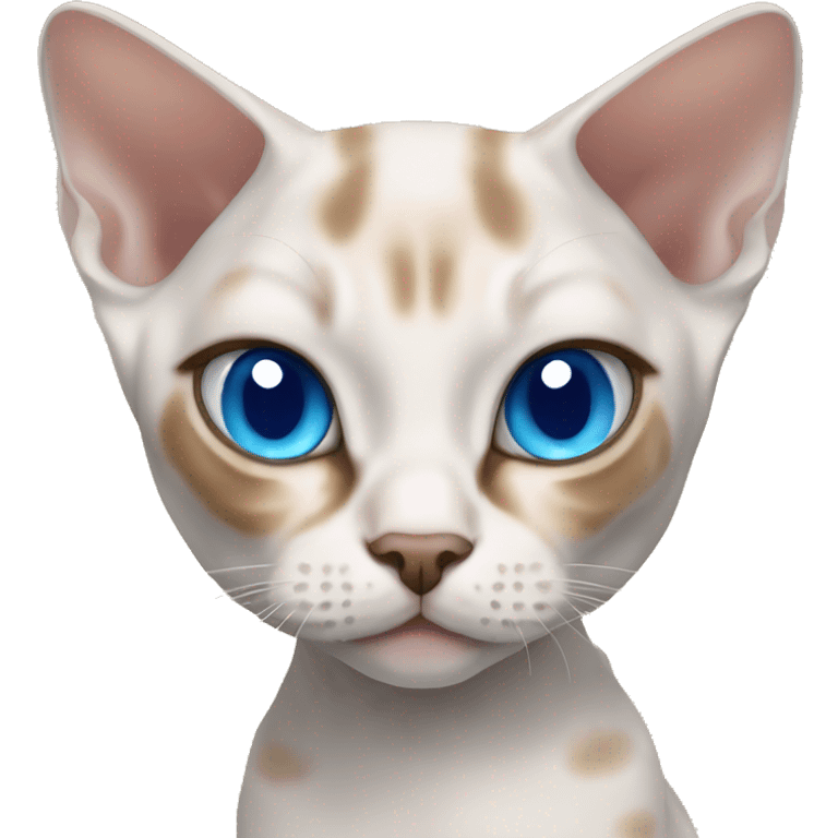 Cat Devon Rex with blue eyes emoji