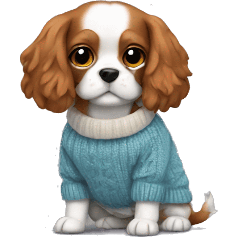 Little dog cavalier with sweater emoji