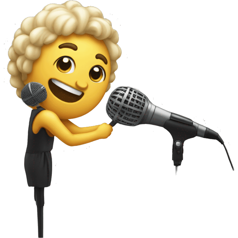 A person sing with a mic emoji