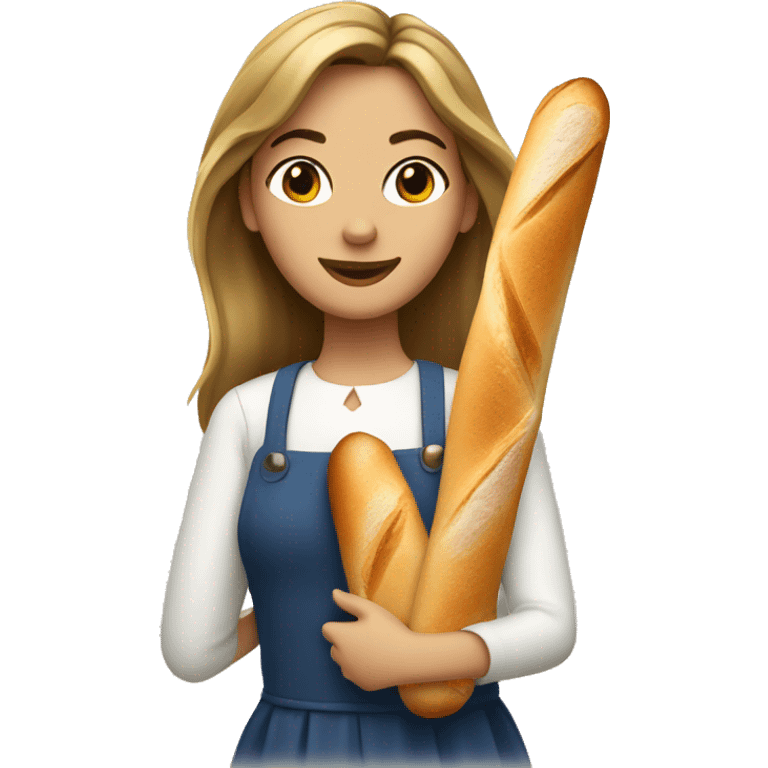 French girl with a baguette emoji