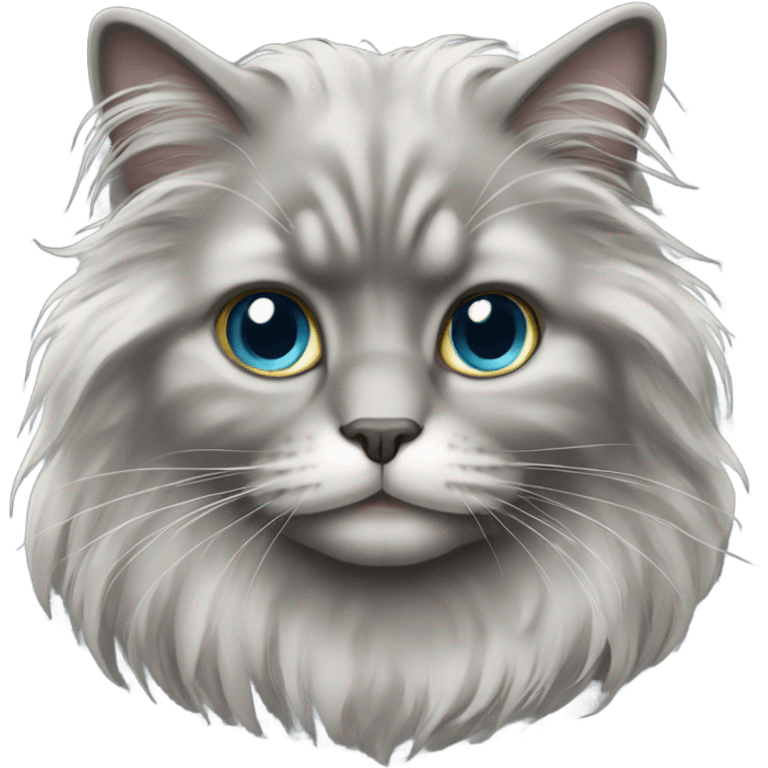 gray longhaired fold cat emoji