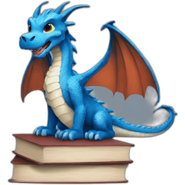 Blue Dragon with Books emoji