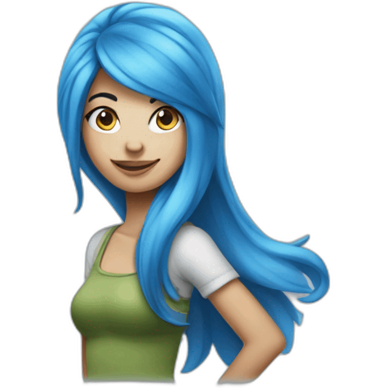 Female Smurf with blue hair emoji