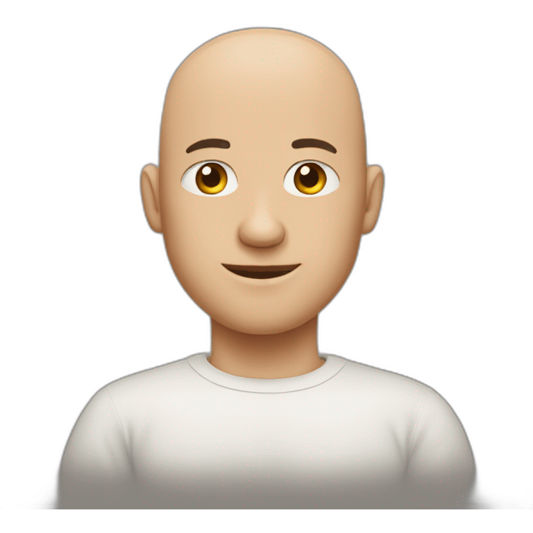 A bald man combining his two hands in side pose emoji