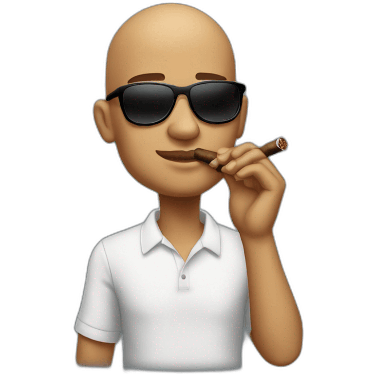 bald man young strong with sunglsses smoking a cigar emoji