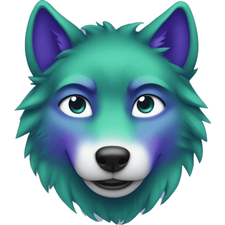 Blue Green Purple wolf  emoji