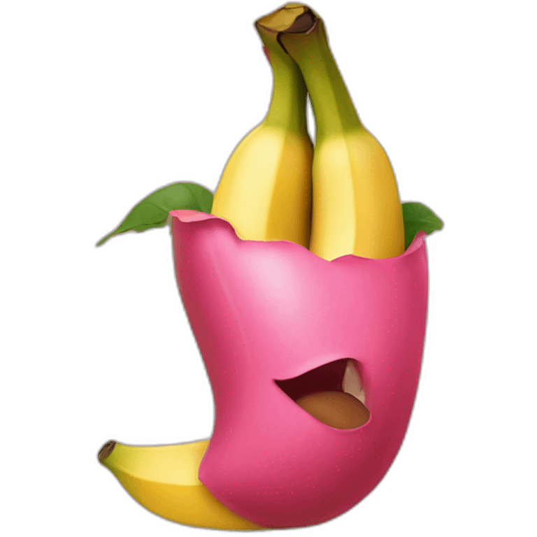 Petit caca rose qui mange une banane emoji