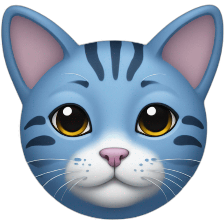 Blue cat with 2 little black stripes on the forehead emoji