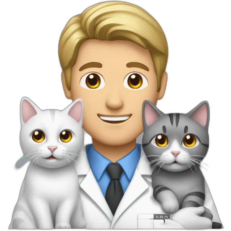 male radiologist with two cats one white and one gray emoji