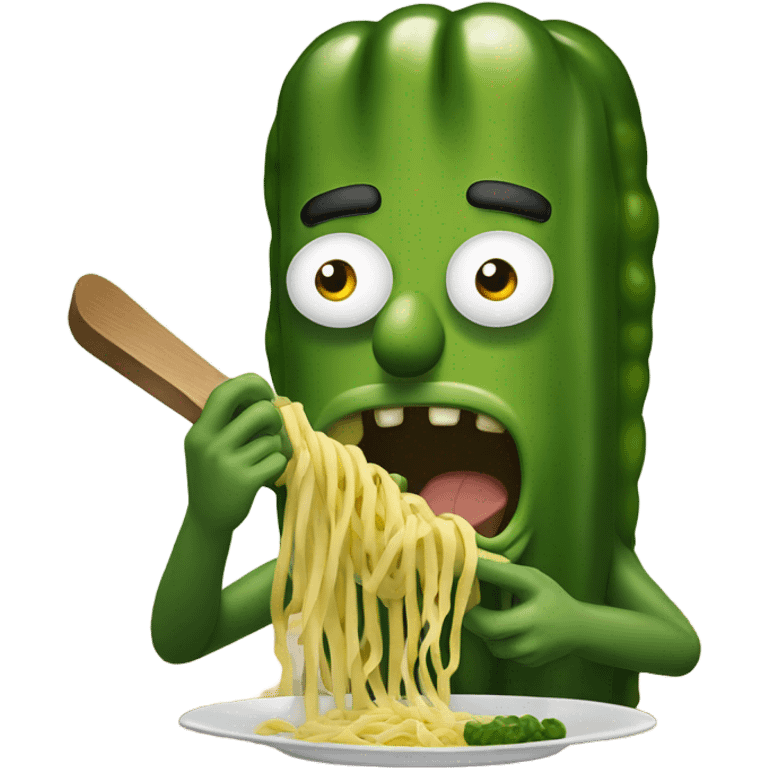 Pickle Rick eating pasta emoji