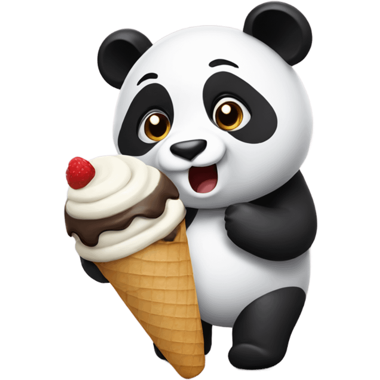 Panda eating ice cream emoji