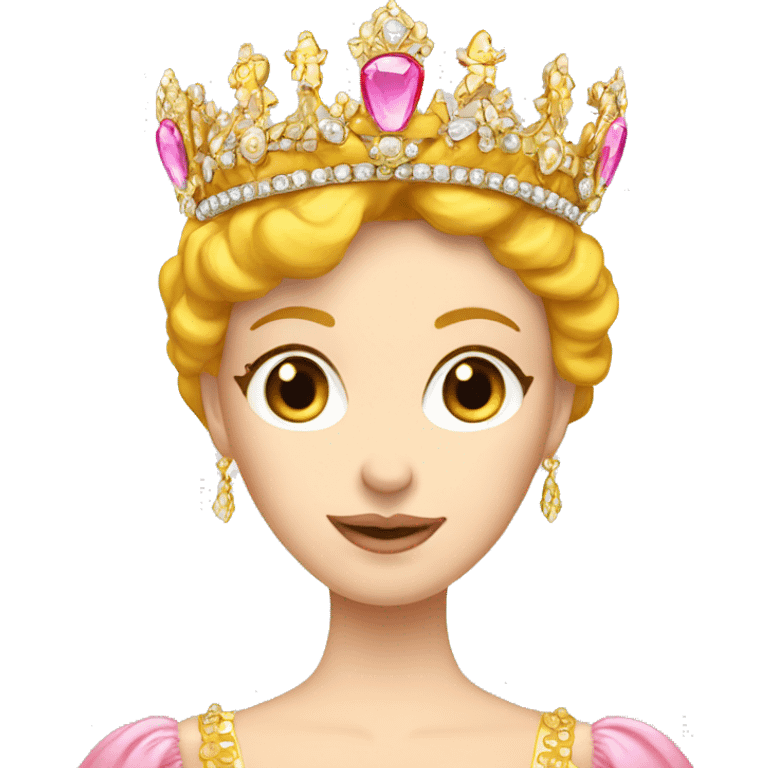 Russian empress in russian tiara, yellow and pink gown and ginger hair emoji