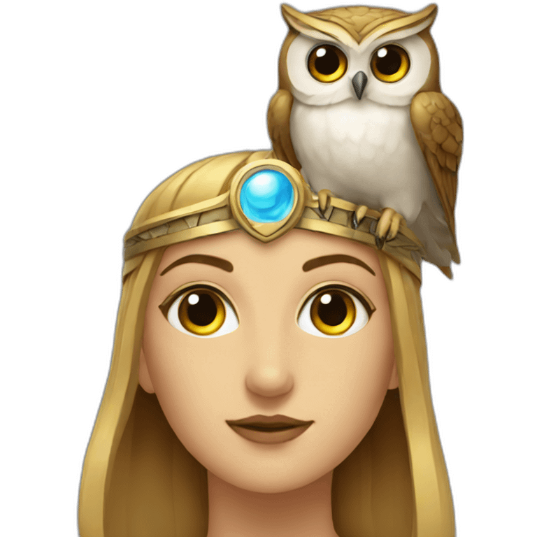 athena with owl on head emoji