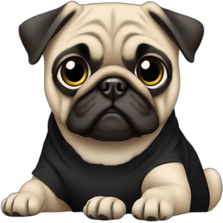 pug wearing a black t-shirt emoji