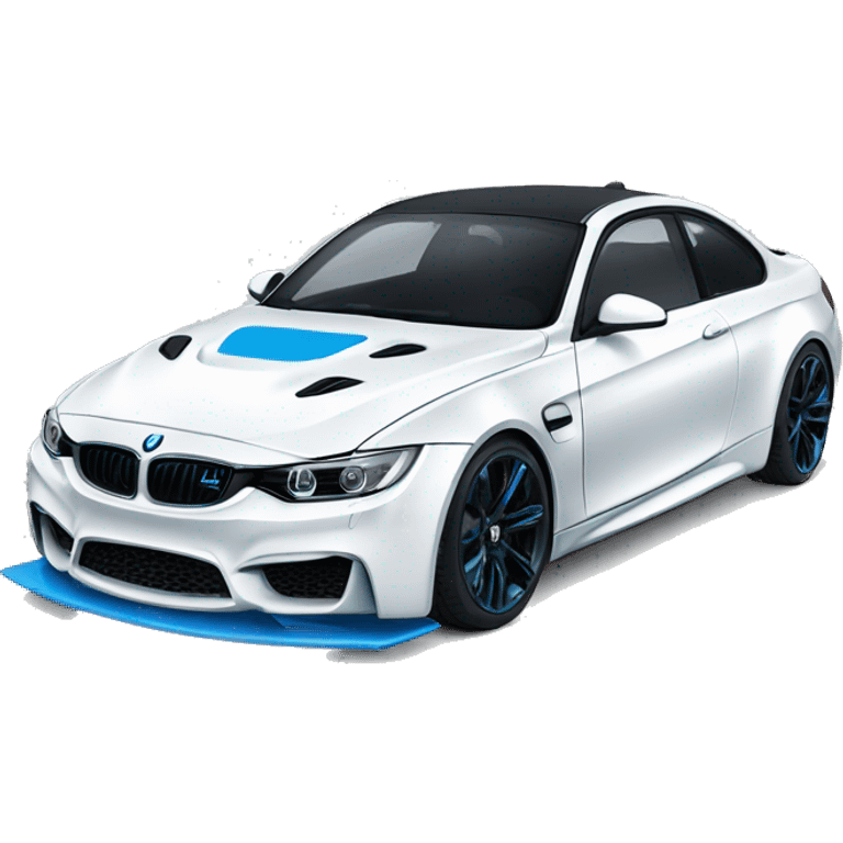 mineral white m3 with black wheels and blue calipers emoji