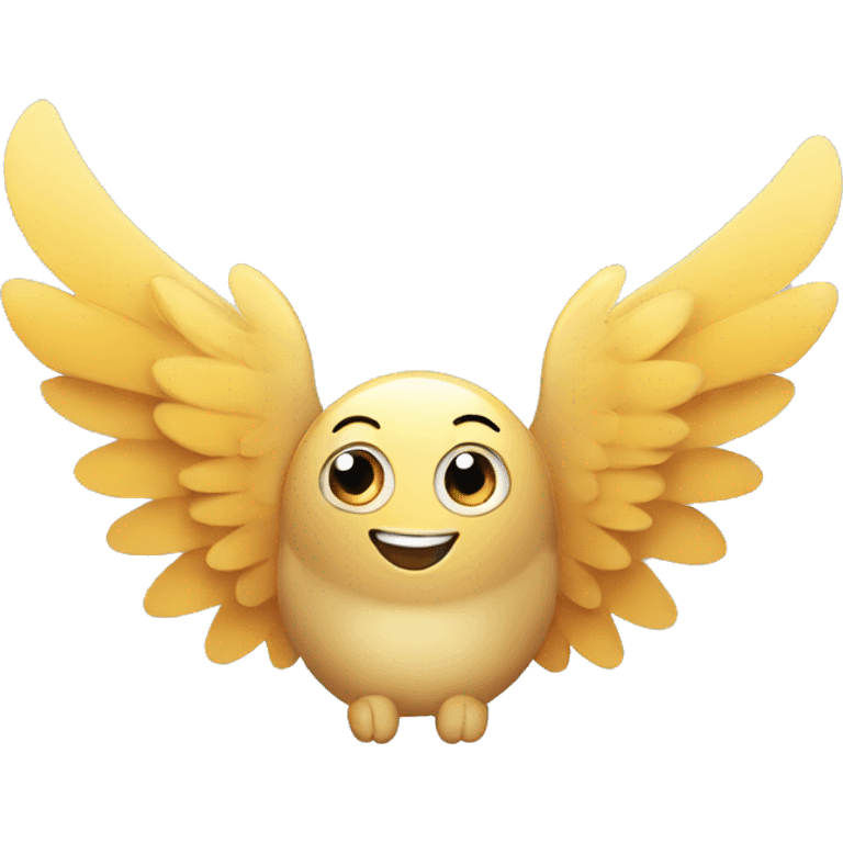 Happy emojy with wings emoji