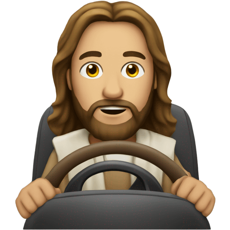 Jesus driving a car emoji