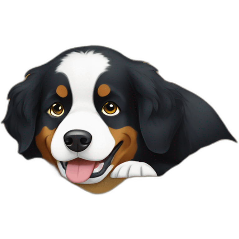 bernese mountain dog digging in the field emoji