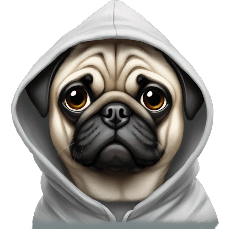 Pug wearing a hood portrait emoji