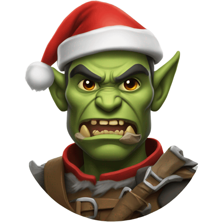 Fierce Orc ranger wearing santa hat emoji