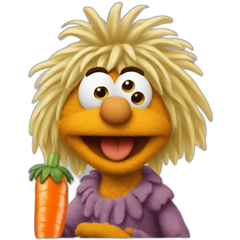 Fraggle with blond hair eating carrot emoji