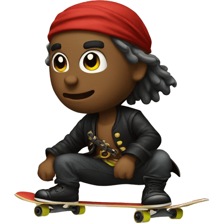 a skateboarding pirate emoji