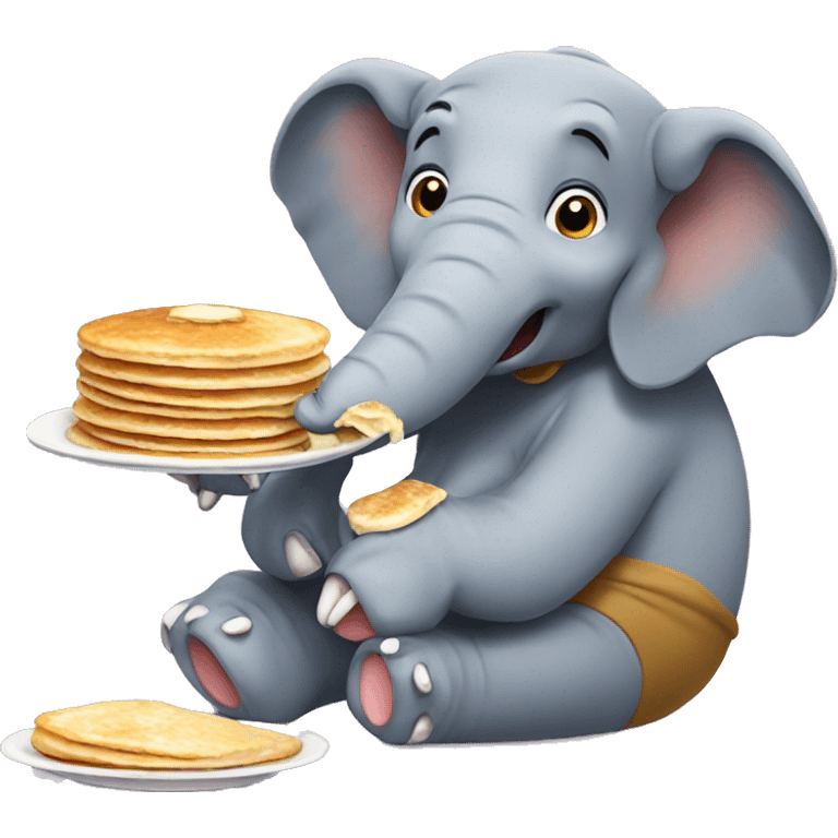 Elephant eating pancakes emoji