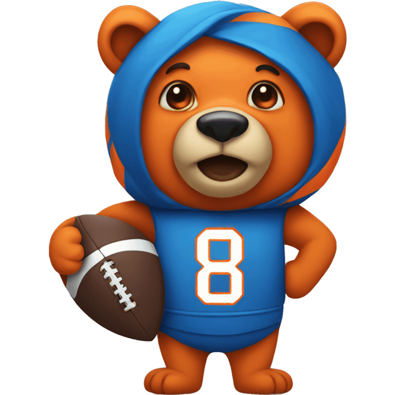 Blue and orange Bear with a football emoji