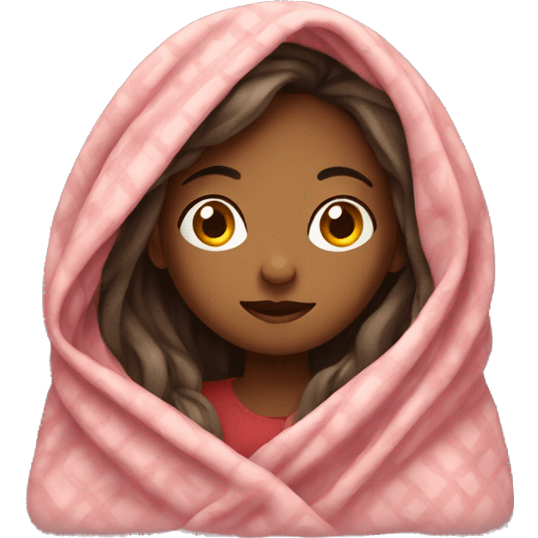 Girl covered in blanket emoji