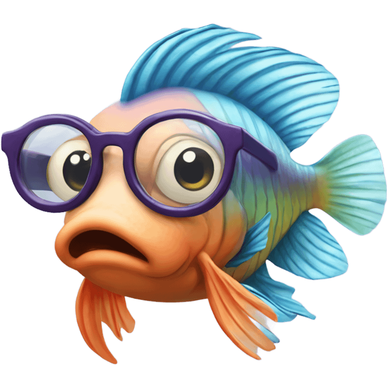 beta fish with glasses emoji