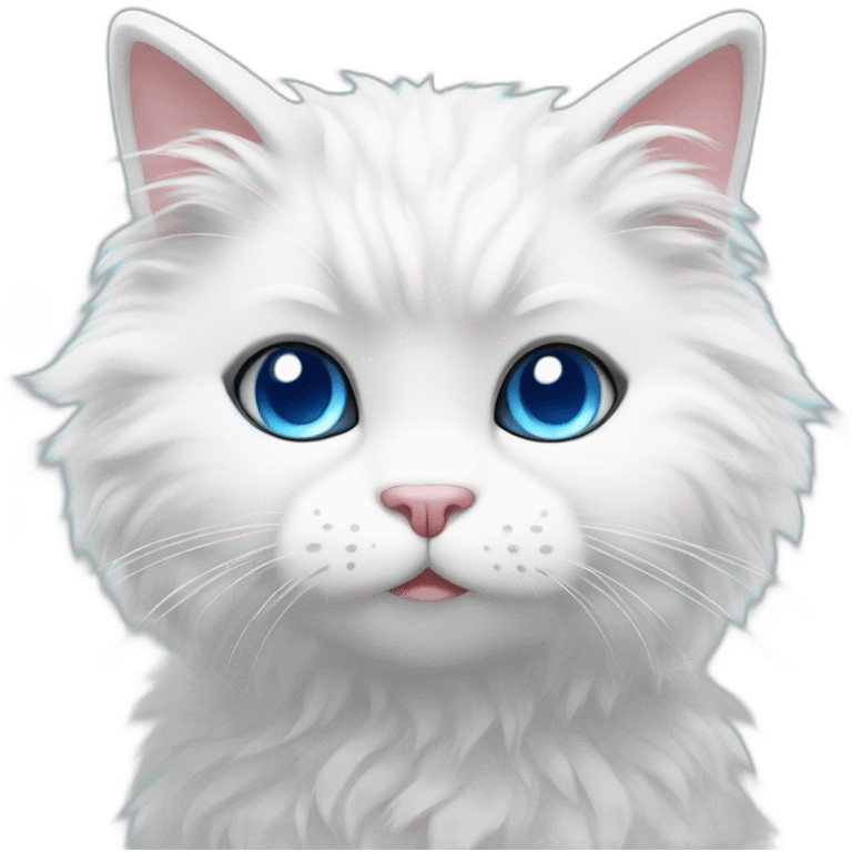 White fluffy cat with blue eyes rag doll emoji