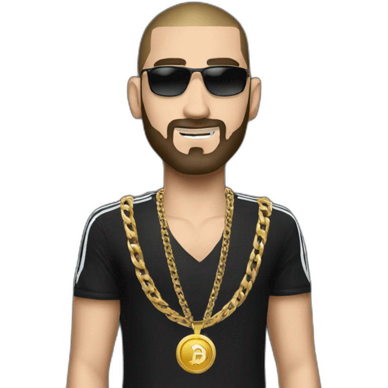 Karim Benzema thug wearing gold chain and black shirt emoji