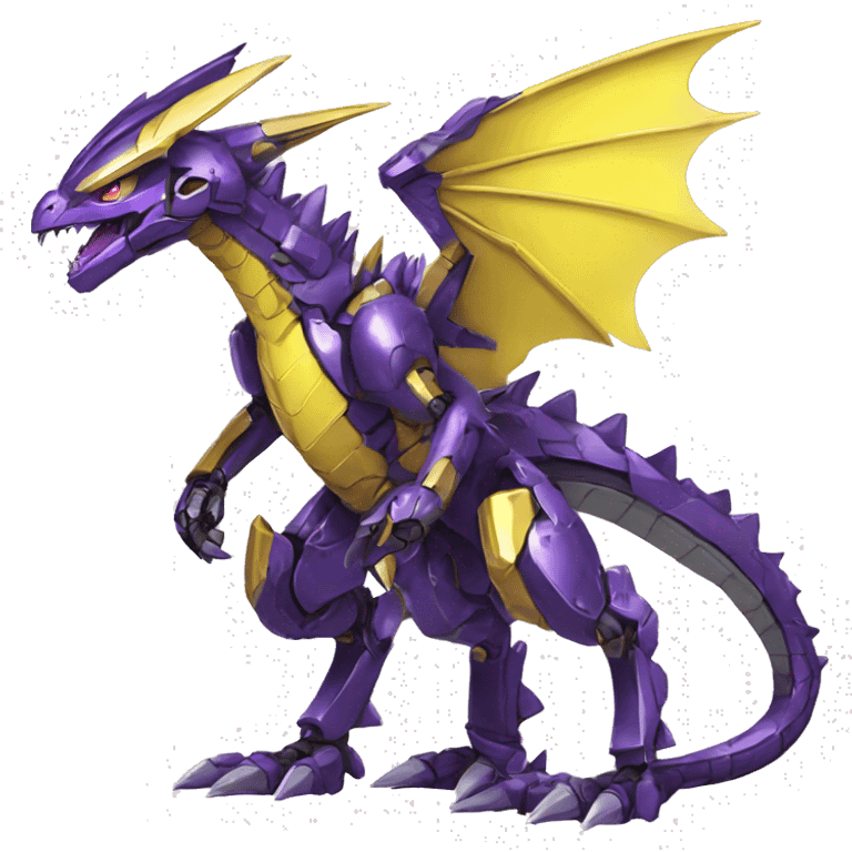  Edgy Shiny Futuristic Purple Yellow Digimon-Fakemon-Reptile-Dragon-Mecha full body emoji