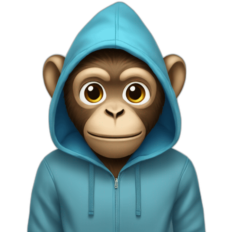 Monkey in blue hoodie emoji