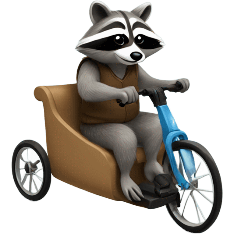 Raccoon riding a recumbent bike emoji