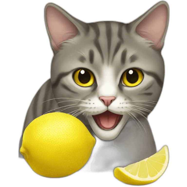 cat eat lemon emoji