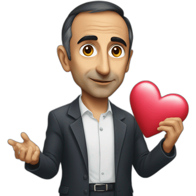 Eric zemmour holding a big heart emoji