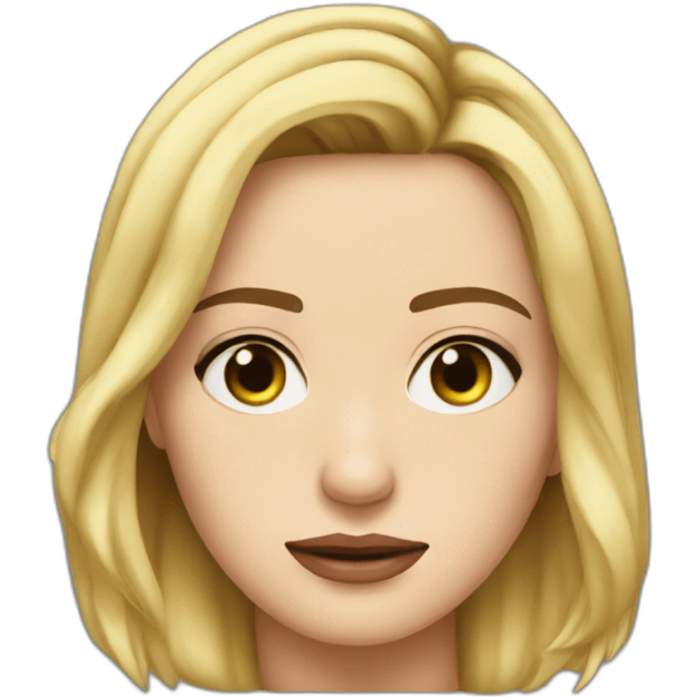 blonde Emily blunt serious cartoon wearing tee emoji