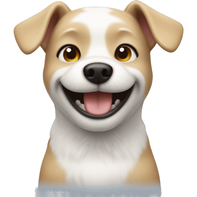 white small dog smiling emoji