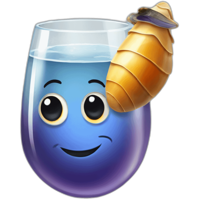 Mussel holding a glass of spritz emoji