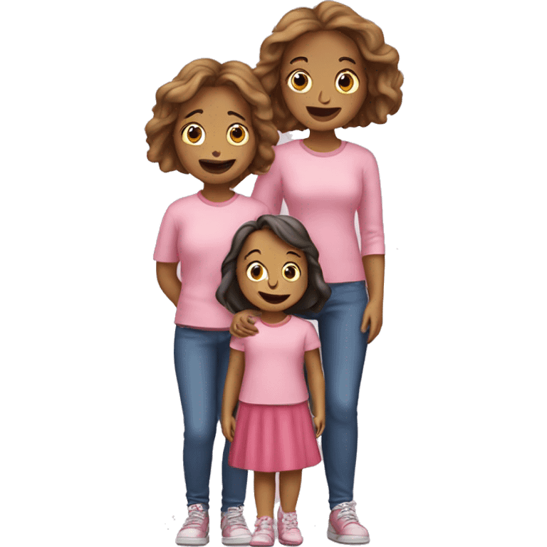 two little girls with mother emoji