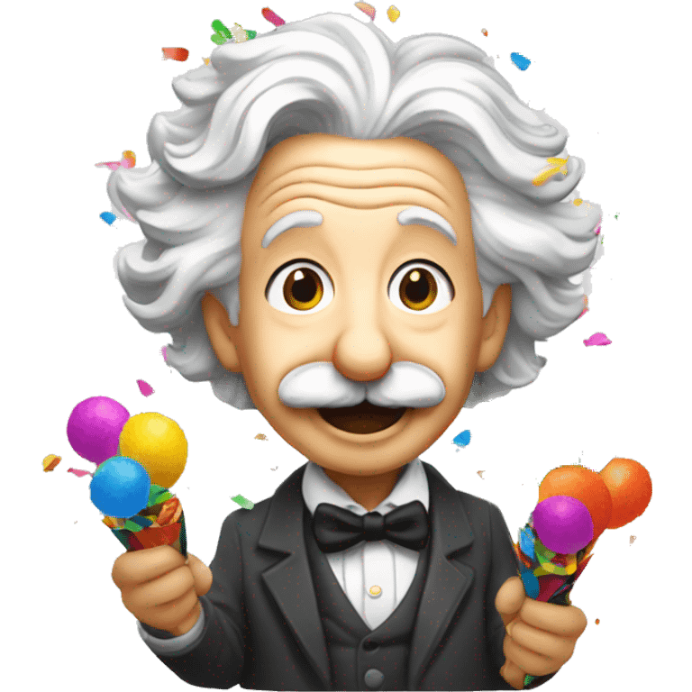 happy albert einstein shooting colorful confetti popper emoji