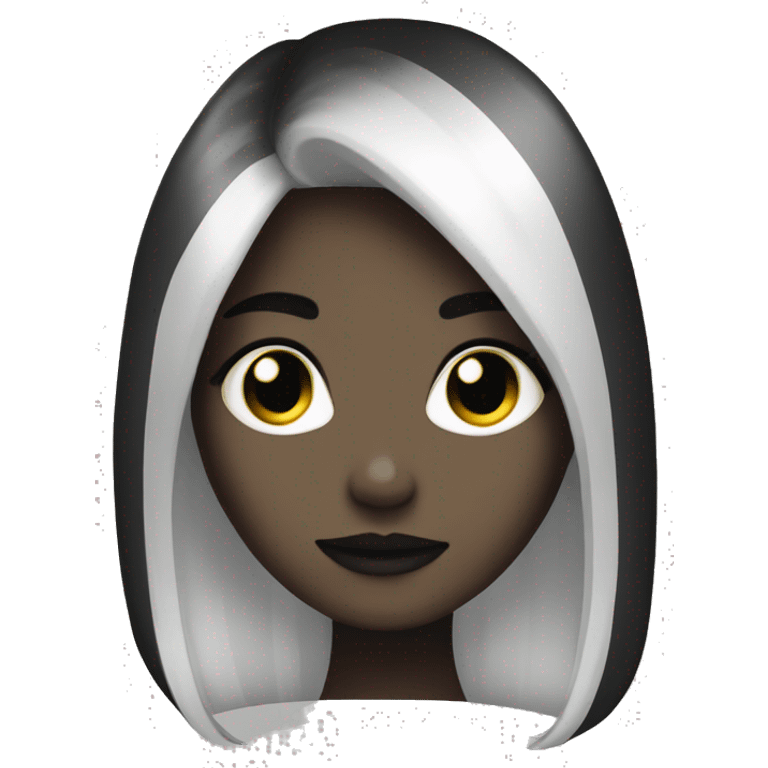 spooky girl, black+white hair emoji