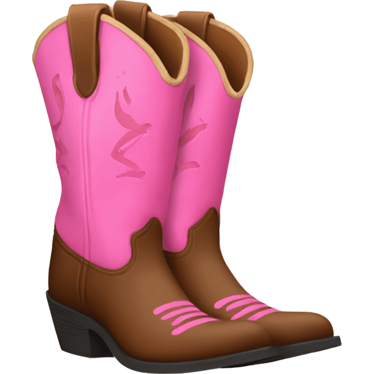 Brown and pink accent cowboy boots  emoji