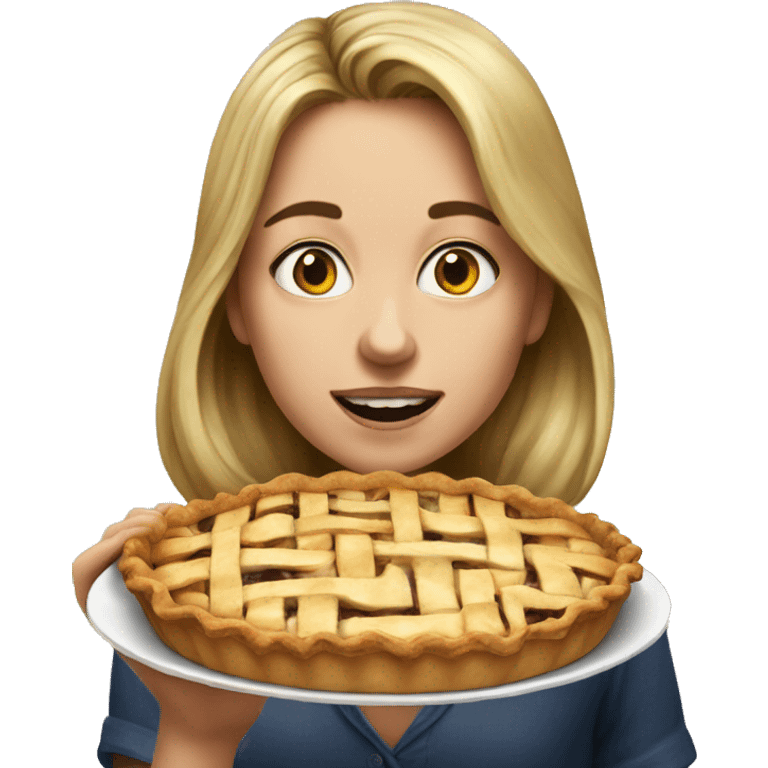 realistic portrait of girl eating pie emoji