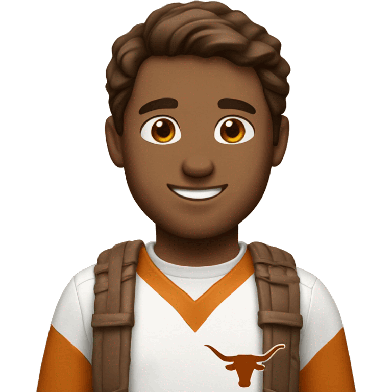 Brown haired White man in University of Texas Longhorn clothes emoji