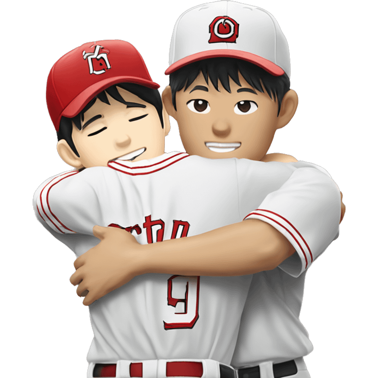 Shohei Ohtani, yoshinobu Yamamoto, Roki sasaki hugging emoji