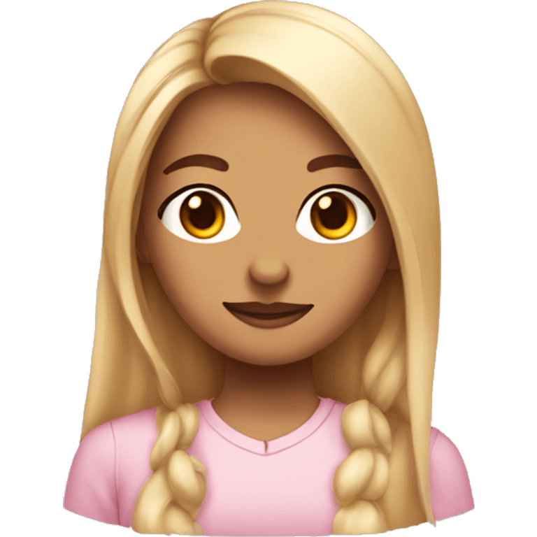 girl with half up half down long hair light pink shirt  emoji