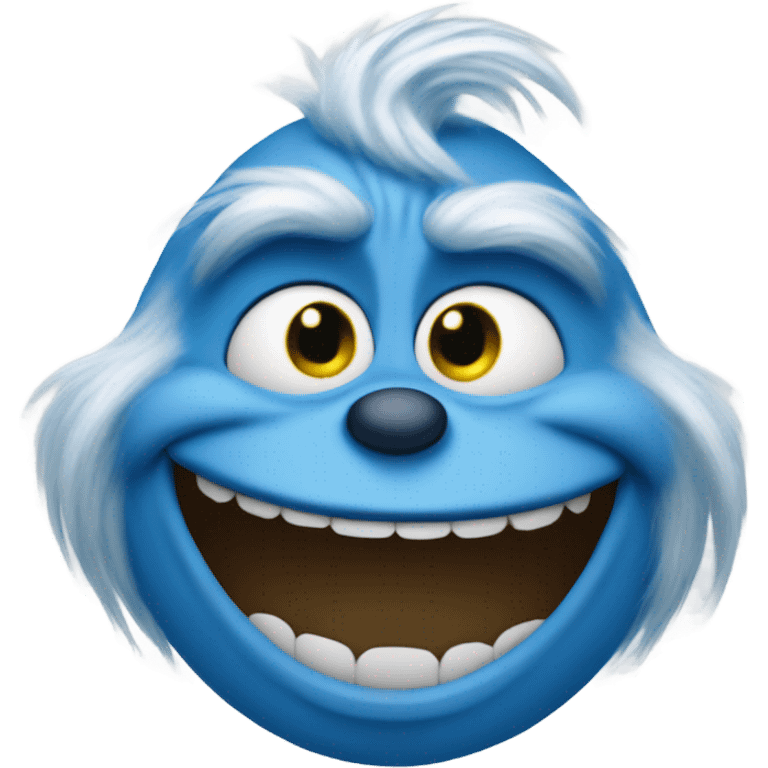 Blue grinch smiling emoji